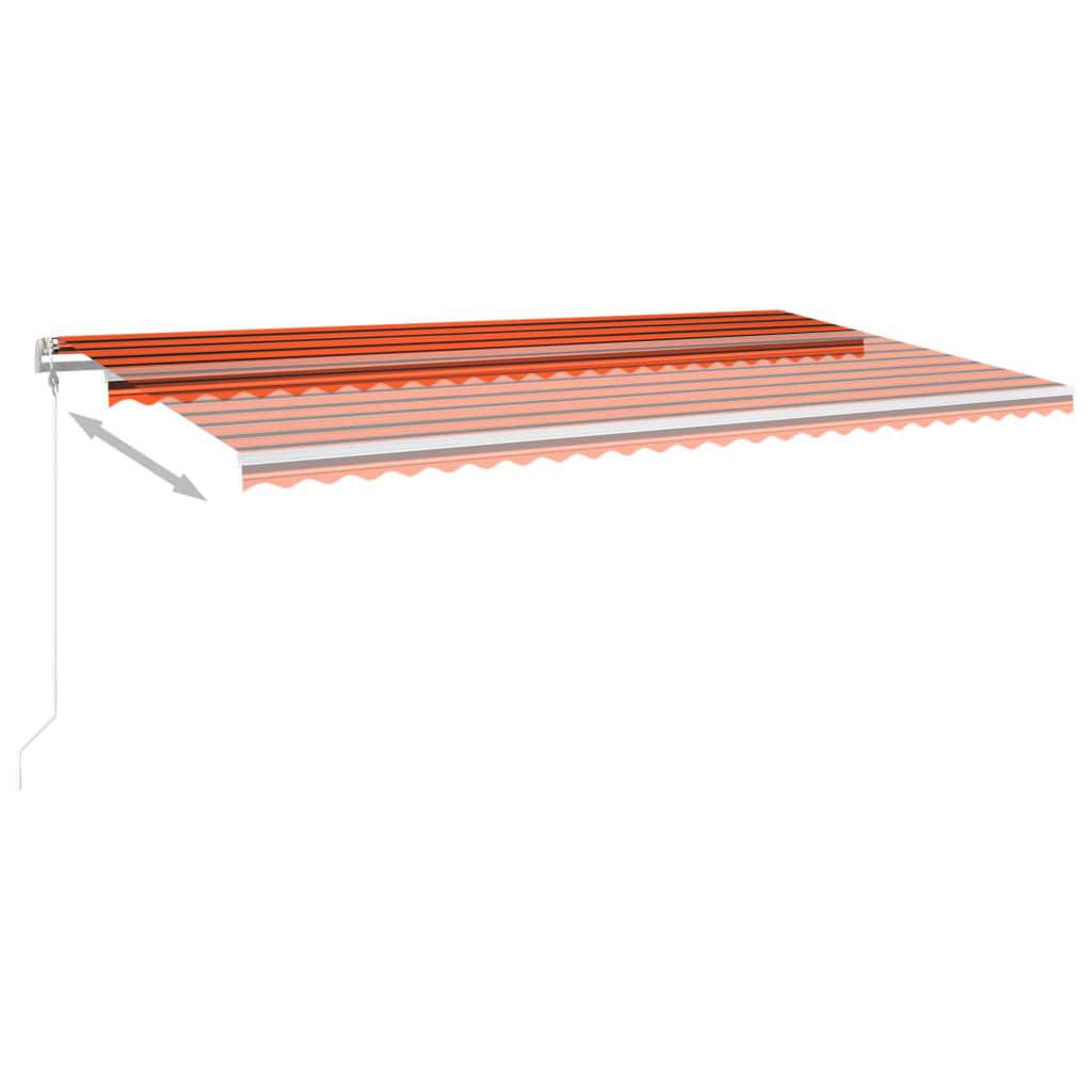 Tenda da Sole Retrattile Manuale con Pali 6x3 m Arancio Marrone - homemem39