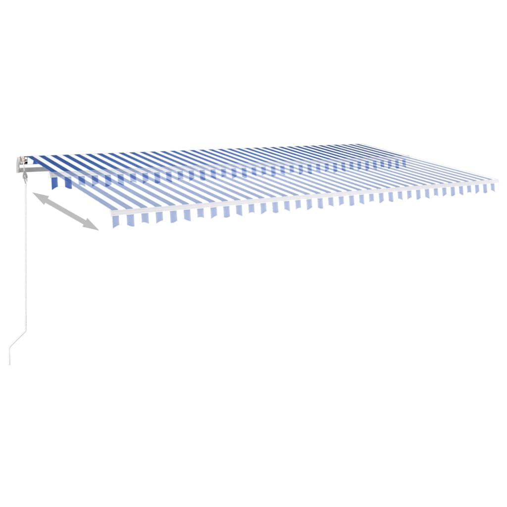 Tenda da Sole Retrattile Manuale con LED 6x3 m Blu e Bianco - homemem39