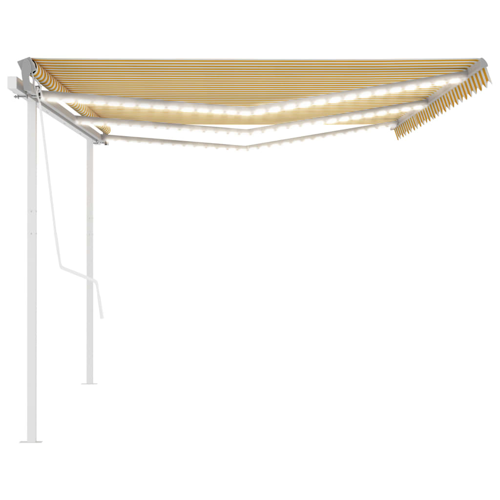 Tenda Automatica con Sensore Vento e LED 6x3 m Gialla Bianca - homemem39