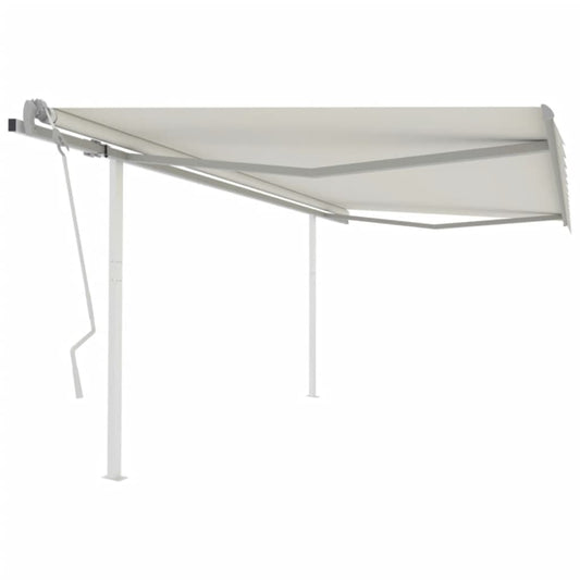 Tenda da Sole Retrattile Manuale con Pali 4x3,5 m Crema