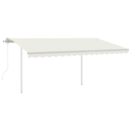 Tenda da Sole Retrattile Automatica con Pali 4x3,5 m Crema - homemem39