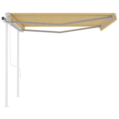 Tenda da Sole Retrattile Automatica Pali 4x3,5 m Gialla Bianca - homemem39