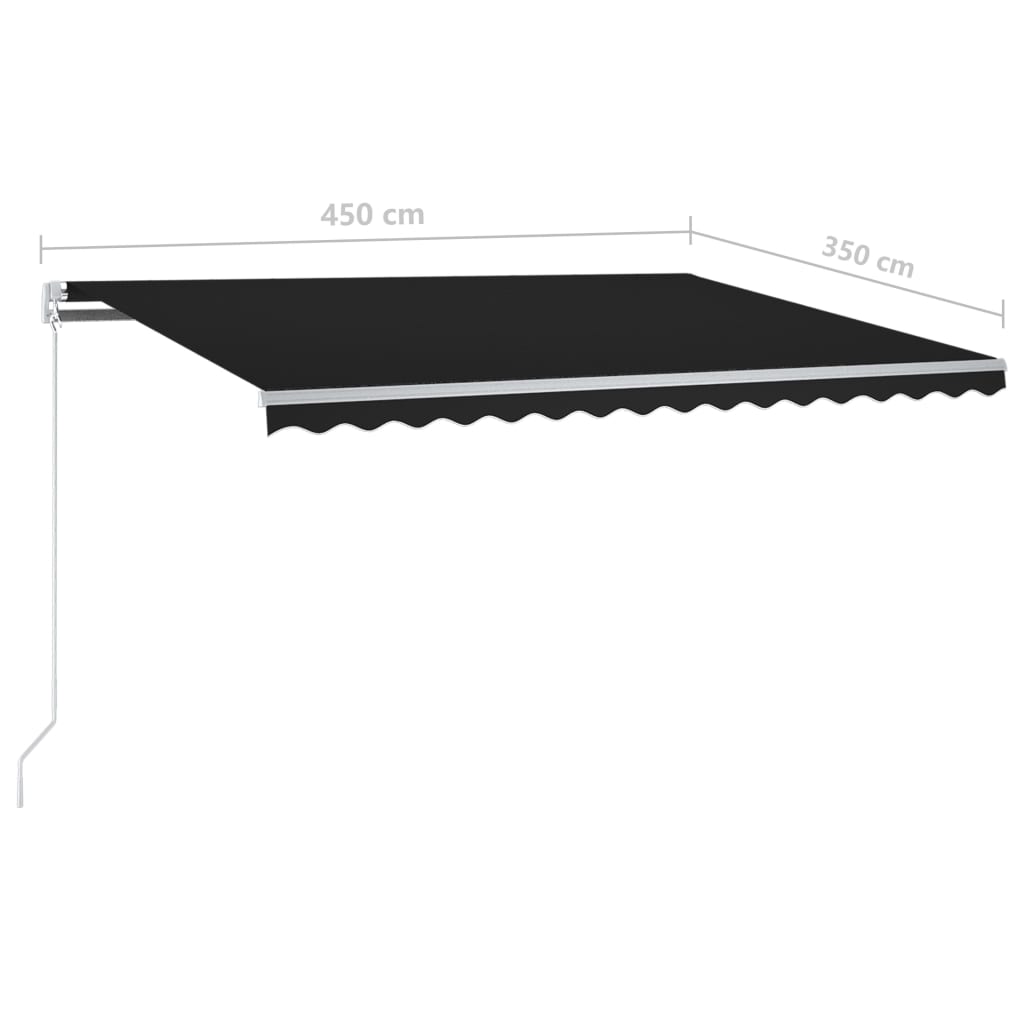 Tenda da Sole Retrattile Manuale con Pali 4,5x3,5 m Antracite