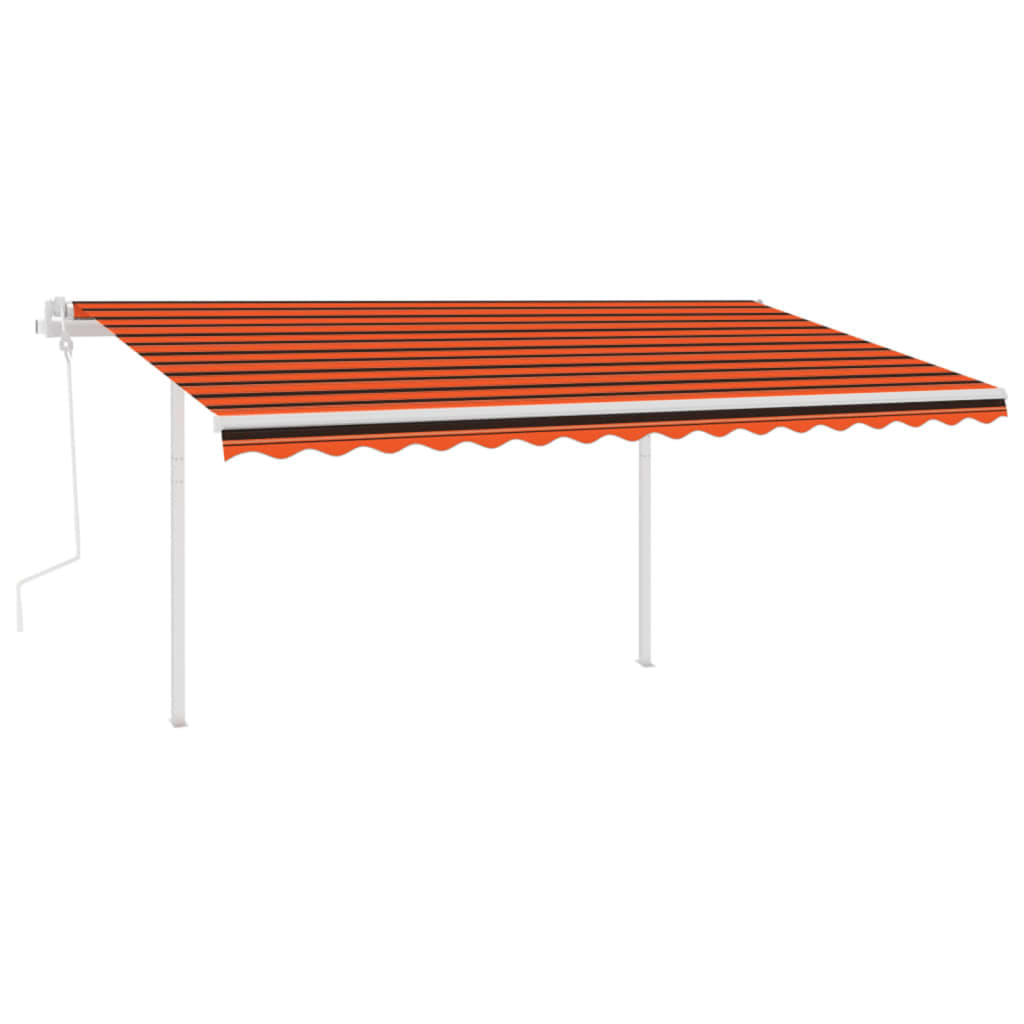 Tenda da Sole Retrattile Manuale Pali 4,5x3,5 m Arancio Marrone - homemem39