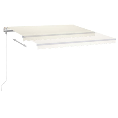 Tenda da Sole Retrattile Manuale con LED 4,5x3,5 m Crema - homemem39