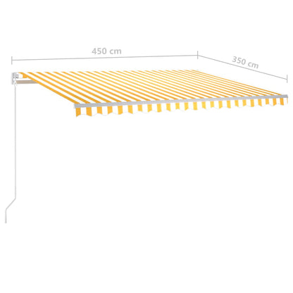 Tenda da Sole Retrattile Manuale con LED 4,5x3,5m Gialla Bianca