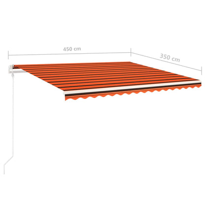 Tenda da Sole Retrattile Manuale LED 4,5x3,5 m Arancio Marrone