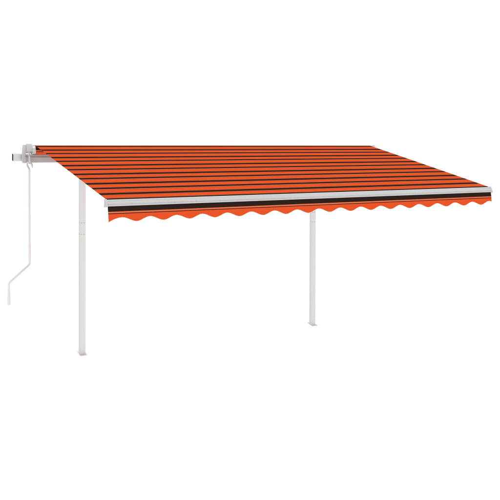 Tenda Retrattile Automatica con Pali 4,5x3,5 m Arancio Marrone