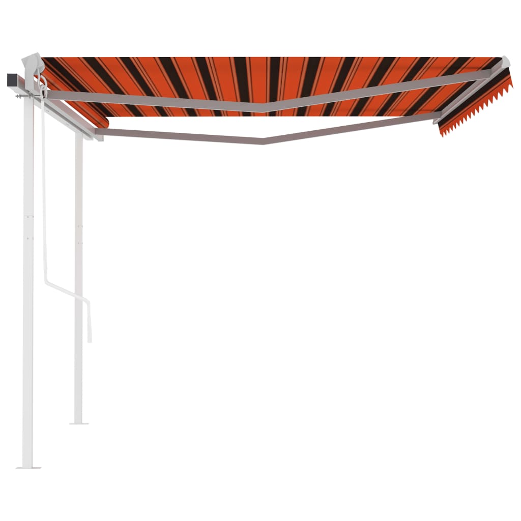 Tenda Retrattile Automatica con Pali 4,5x3,5 m Arancio Marrone