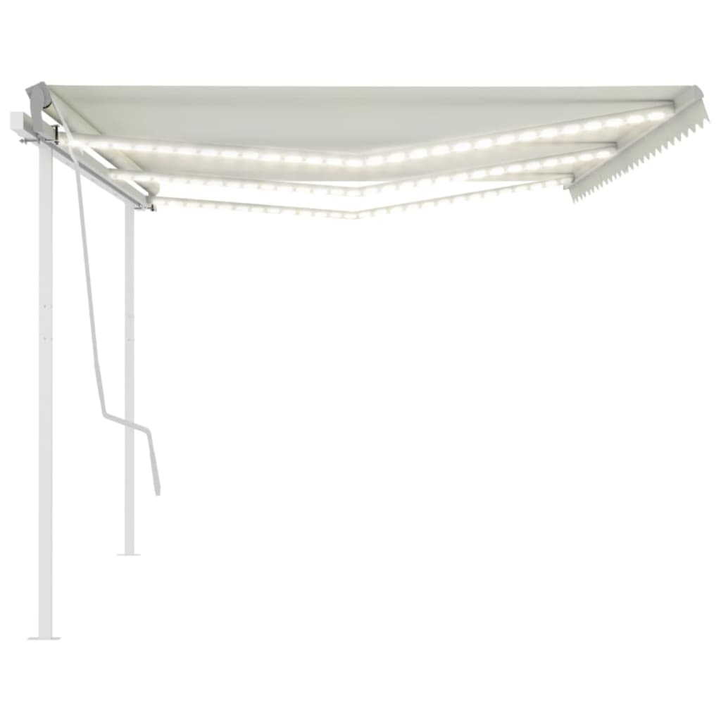 Tenda da Sole Retrattile Manuale con LED 6x3,5 m Crema - homemem39