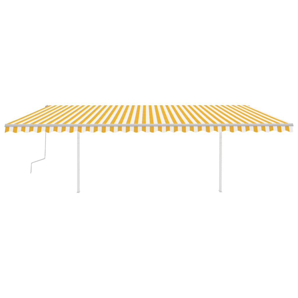 Tenda da Sole Retrattile Manuale con LED 6x3,5 m Gialla Bianca - homemem39