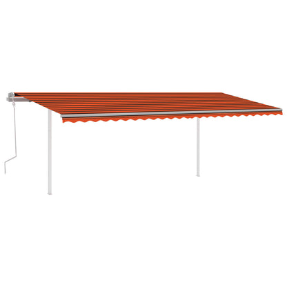 Tenda Retrattile Manuale con LED 6x3,5 m Arancio e Marrone