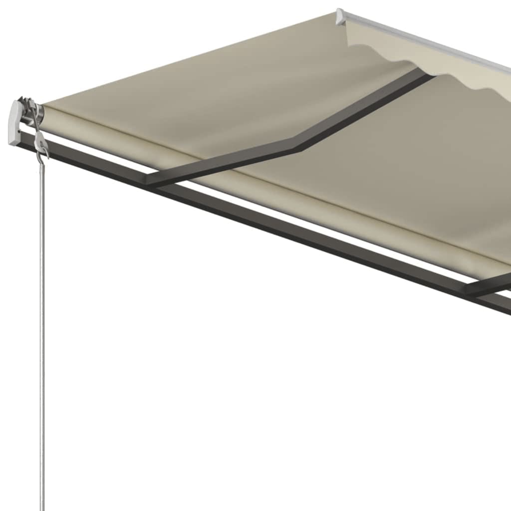 Tenda da Sole Retrattile Manuale con Pali 3x2,5 m Crema