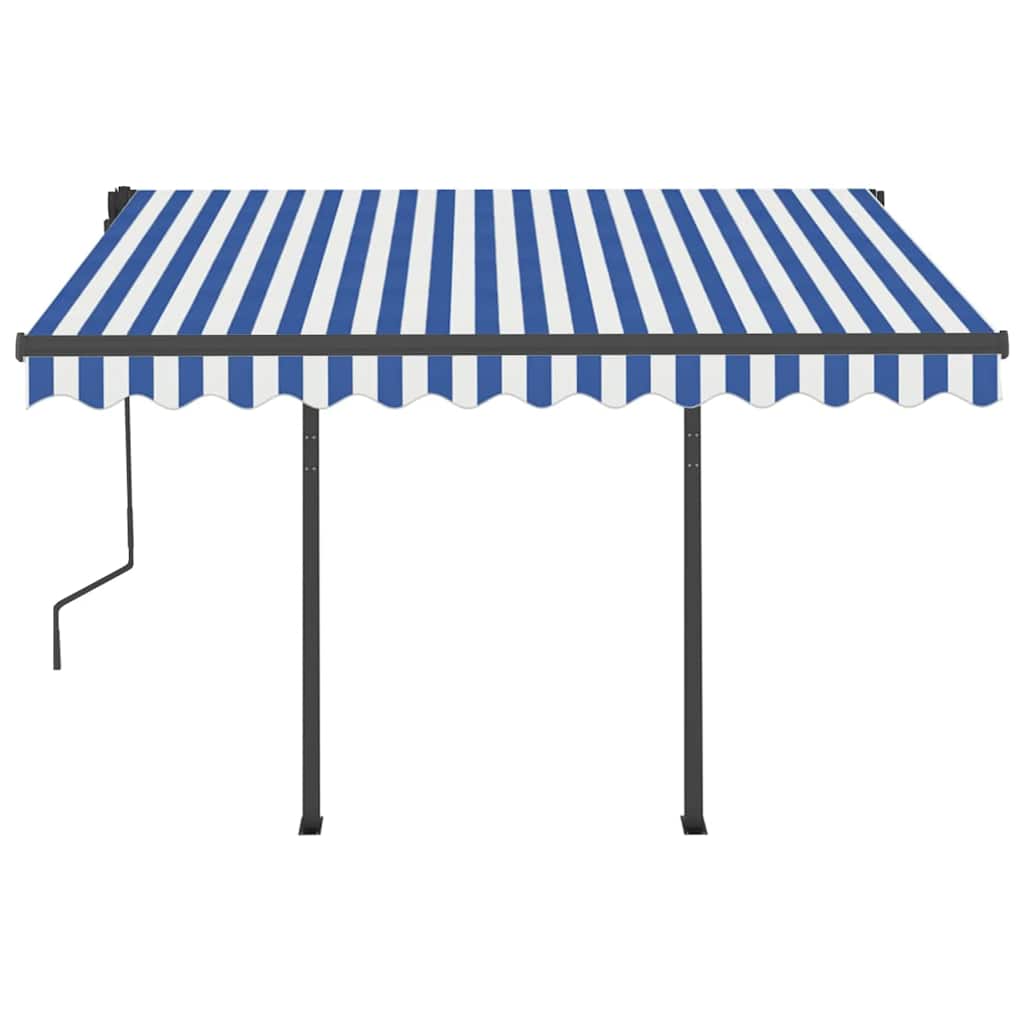 Tenda da Sole Retrattile Manuale con LED 3x2,5 m Blu e Bianco - homemem39