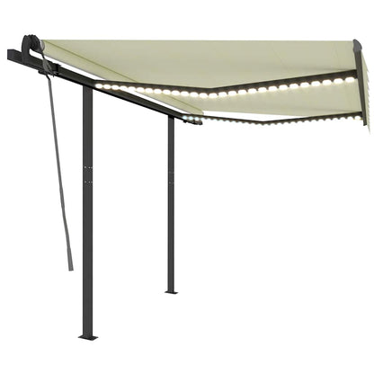 Tenda da Sole Retrattile Manuale con LED 3x2,5 m Crema - homemem39