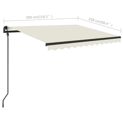 Tenda da Sole Retrattile Manuale con LED 3x2,5 m Crema - homemem39