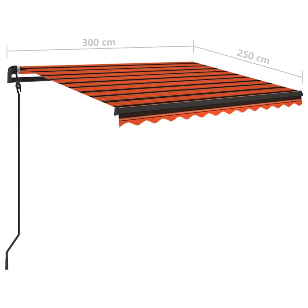 Tenda da Sole Retrattile Manuale LED 3x2,5cm Arancio Marrone - homemem39