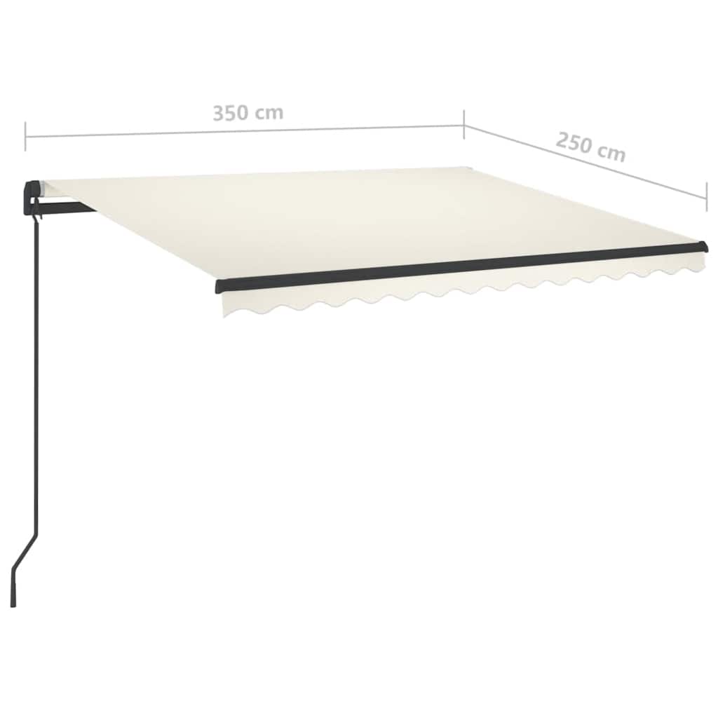 Tenda da Sole Retrattile Manuale con LED 3,5x2,5 m Crema - homemem39