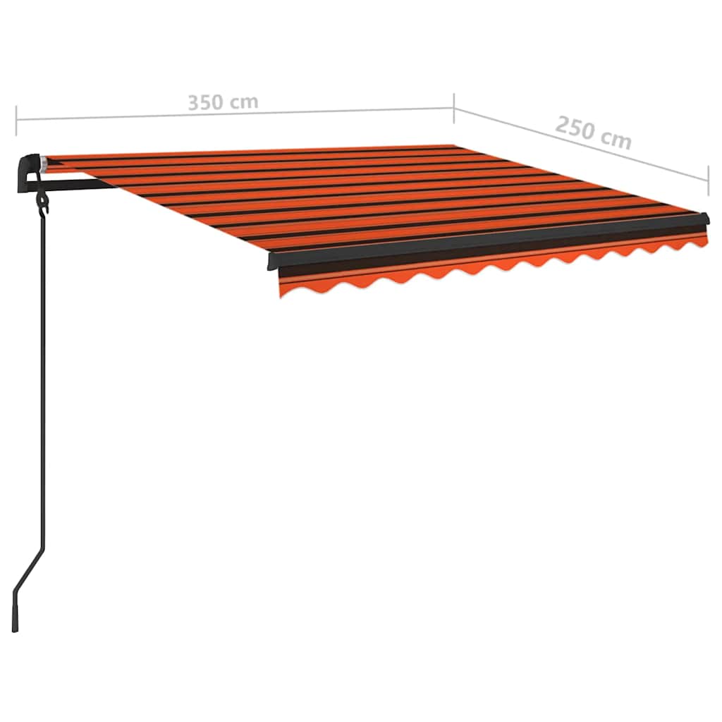 Tenda Retrattile Manuale con LED 3,5x2,5m Arancio e Marrone - homemem39