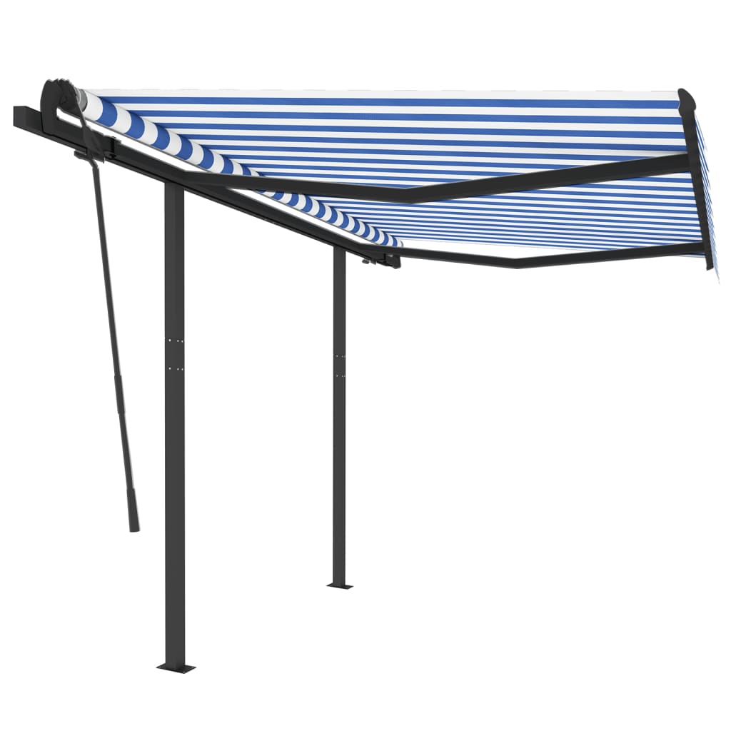Tenda da Sole Retrattile Automatica Pali 3,5x2,5m Blu e Bianca