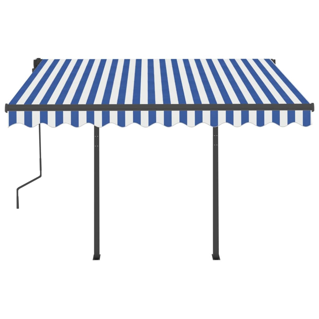 Tenda da Sole Retrattile Automatica Pali 3,5x2,5m Blu e Bianca