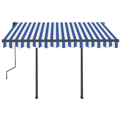 Tenda da Sole Retrattile Automatica Pali 3,5x2,5m Blu e Bianca