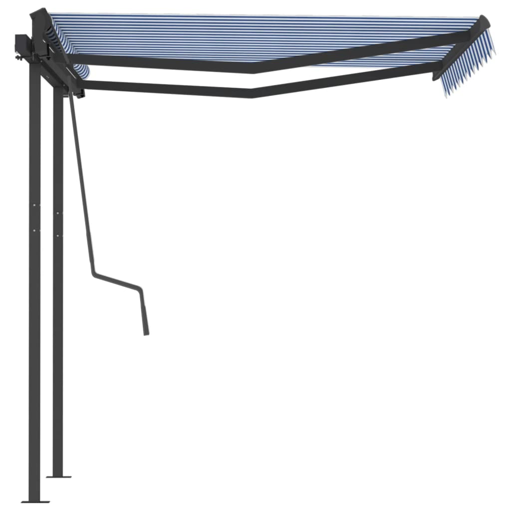 Tenda da Sole Retrattile Automatica Pali 3,5x2,5m Blu e Bianca