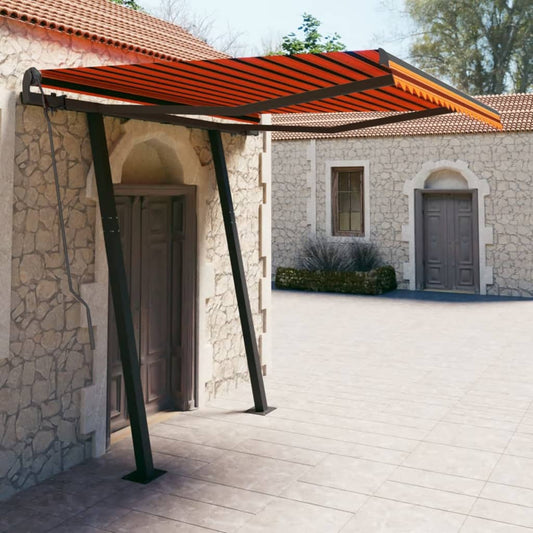 Tenda Retrattile Automatica con Pali 3,5x2,5m Arancio e Marrone - homemem39