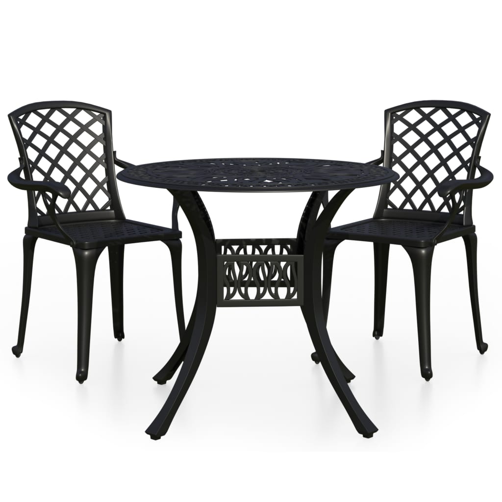 Set da Bistrot 3 pz in Alluminio Pressofuso Nero - homemem39