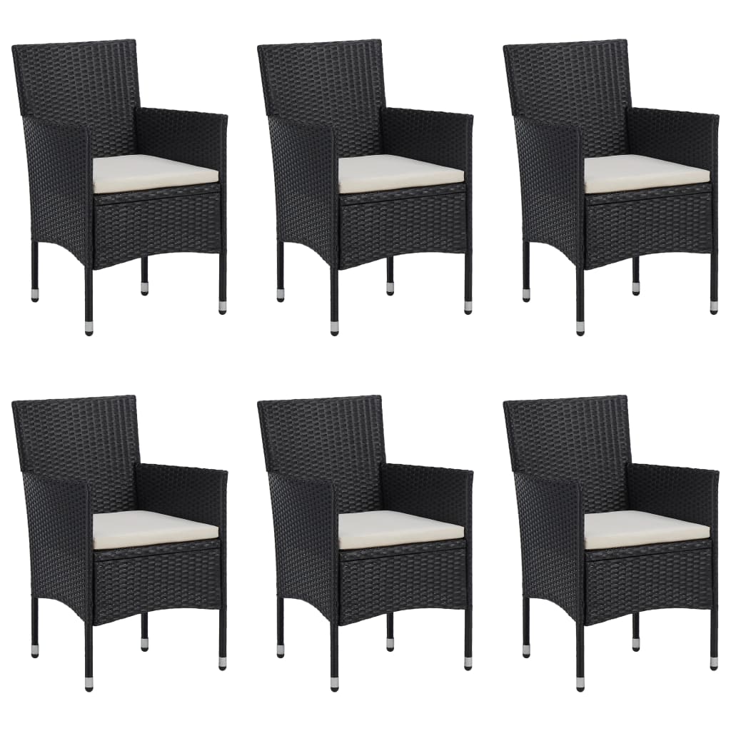 Set Mobili da Pranzo per Giardino 7 pz in Polyrattan Nero - homemem39