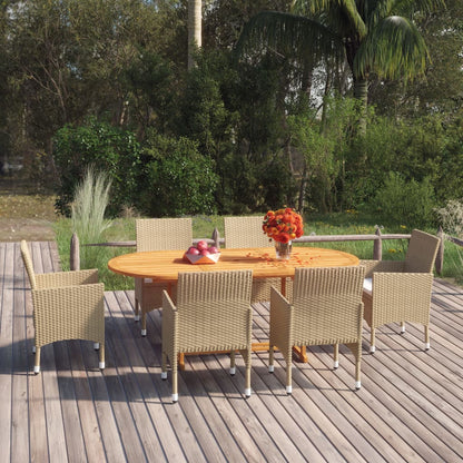 Set Mobili da Pranzo per Giardino 7 pz in Polyrattan Beige - homemem39