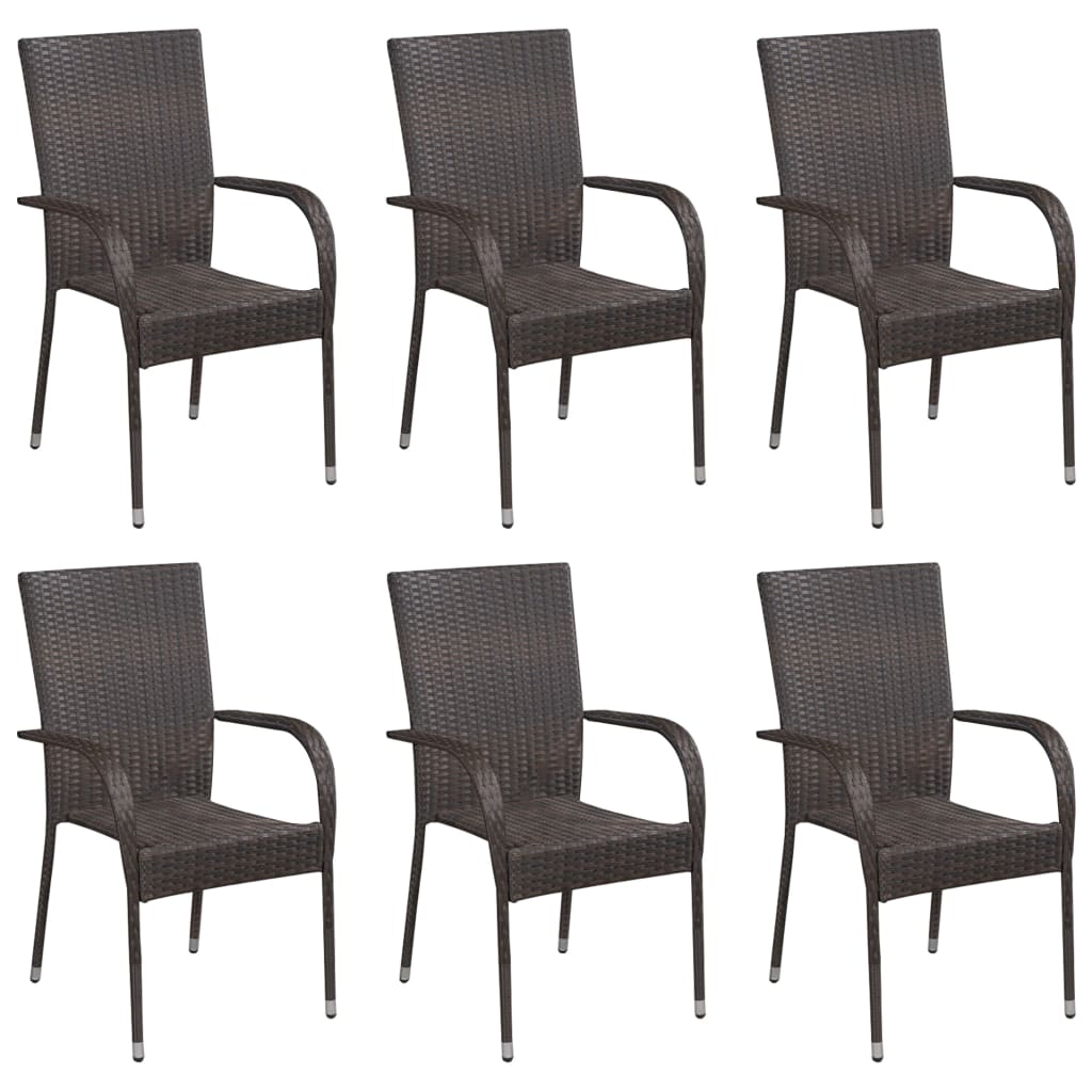 Set Mobili da Pranzo Giardino 7 pz in Polyrattan Marrone - homemem39
