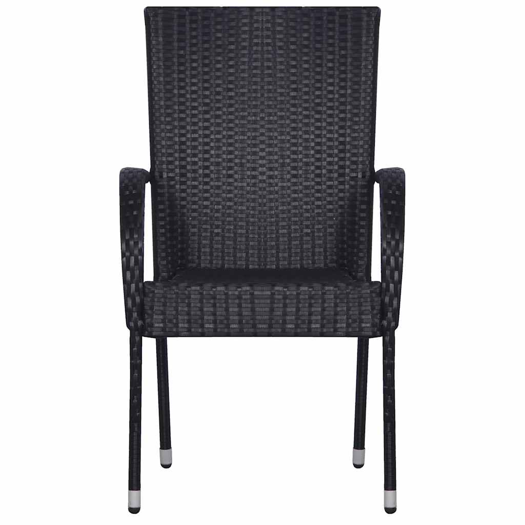 Set Mobili da Pranzo per Giardino 7 pz in Polyrattan Nero | homemem39