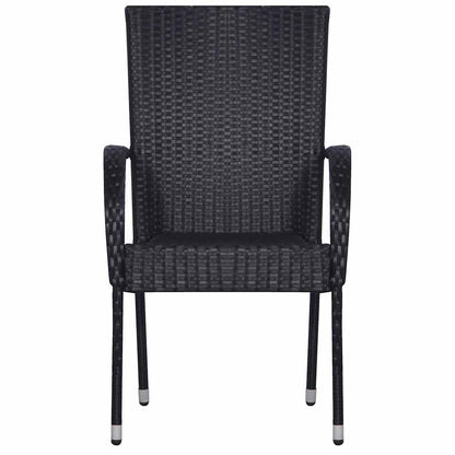 Set Mobili da Pranzo per Giardino 7 pz in Polyrattan Nero | homemem39