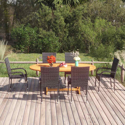 Set Mobili da Pranzo per Giardino 7 pz in Polyrattan Nero | homemem39