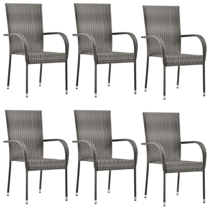 Set Mobili da Pranzo Giardino 7 pz in Polyrattan Grigio | homemem39