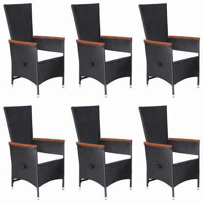 Set Mobili da Pranzo per Giardino 7 pz in Polyrattan Nero | homemem39