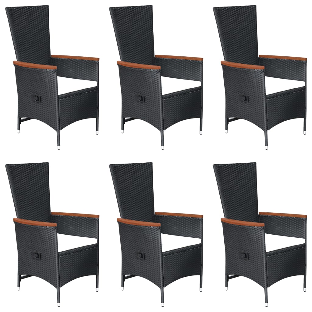 Set Mobili da Pranzo per Giardino 7 pz in Polyrattan Nero - homemem39