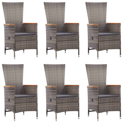 Set Mobili da Pranzo per Giardino 7 pz in Polyrattan Grigio | homemem39