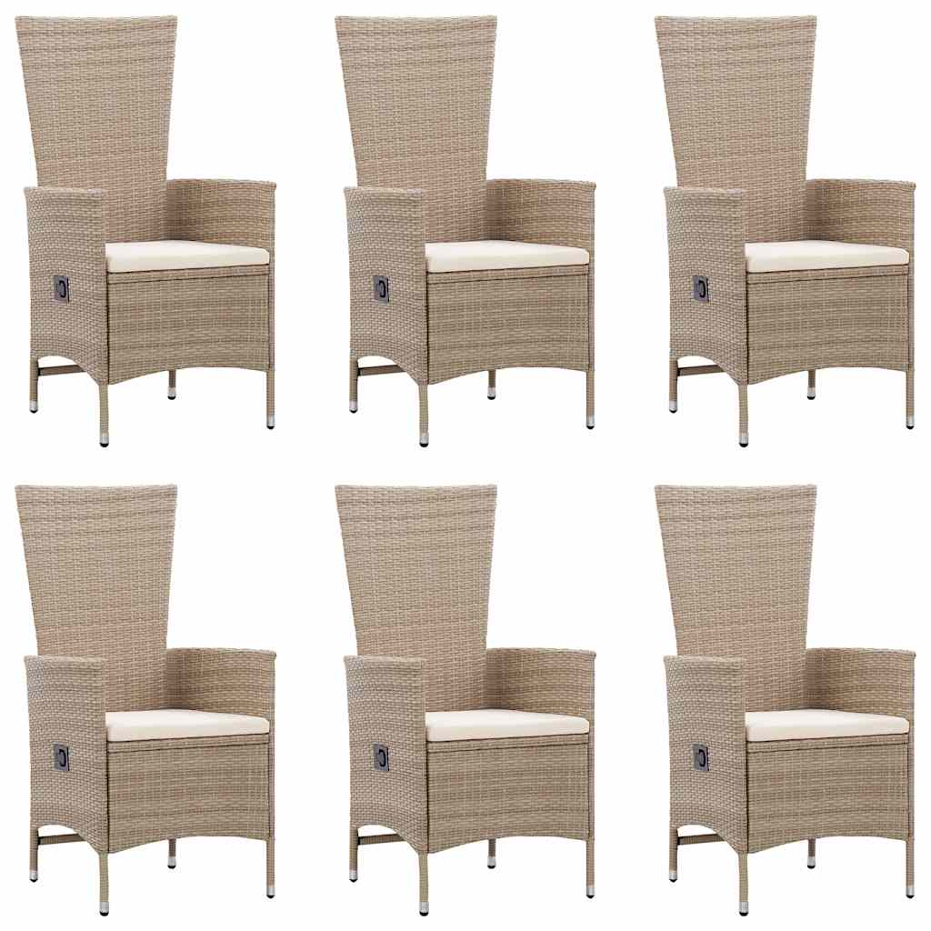 Set Mobili da Pranzo per Giardino 7 pz in Polyrattan Beige