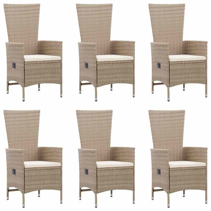Set Mobili da Pranzo per Giardino 7 pz in Polyrattan Beige