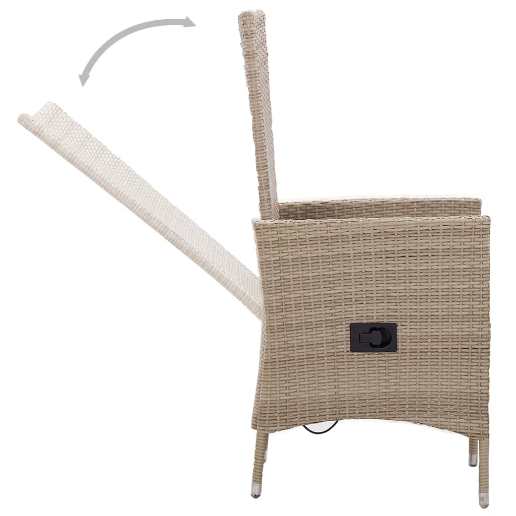 Set Mobili da Pranzo per Giardino 7 pz in Polyrattan Beige - homemem39