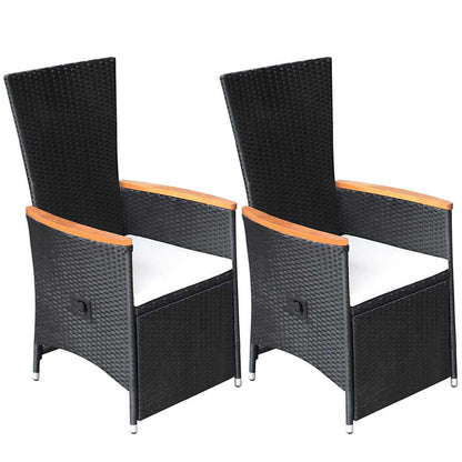 Set Mobili da Pranzo per Giardino 7 pz in Polyrattan Nero