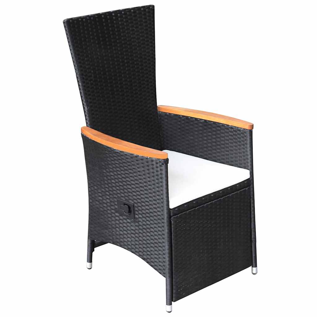 Set Mobili da Pranzo per Giardino 7 pz in Polyrattan Nero