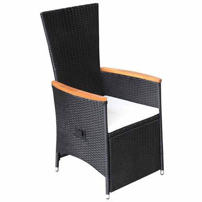 Set Mobili da Pranzo per Giardino 7 pz in Polyrattan Nero