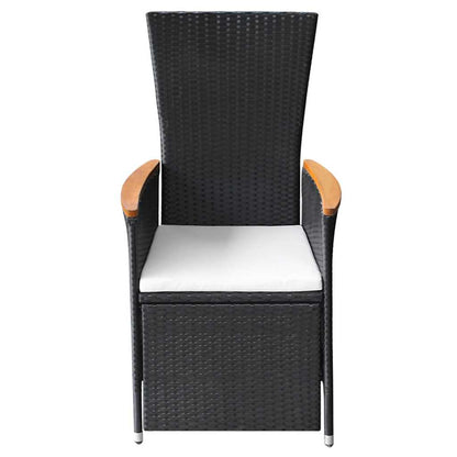 Set Mobili da Pranzo per Giardino 7 pz in Polyrattan Nero