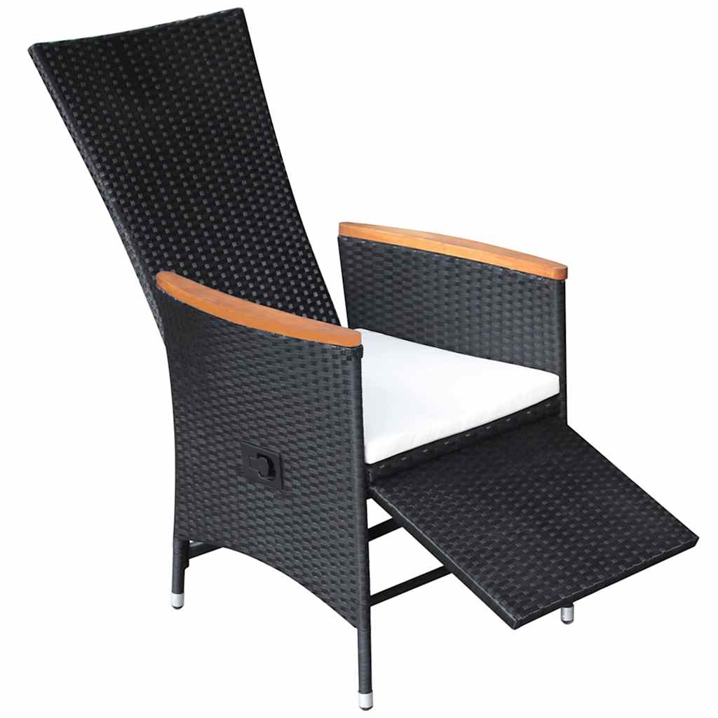 Set Mobili da Pranzo per Giardino 7 pz in Polyrattan Nero