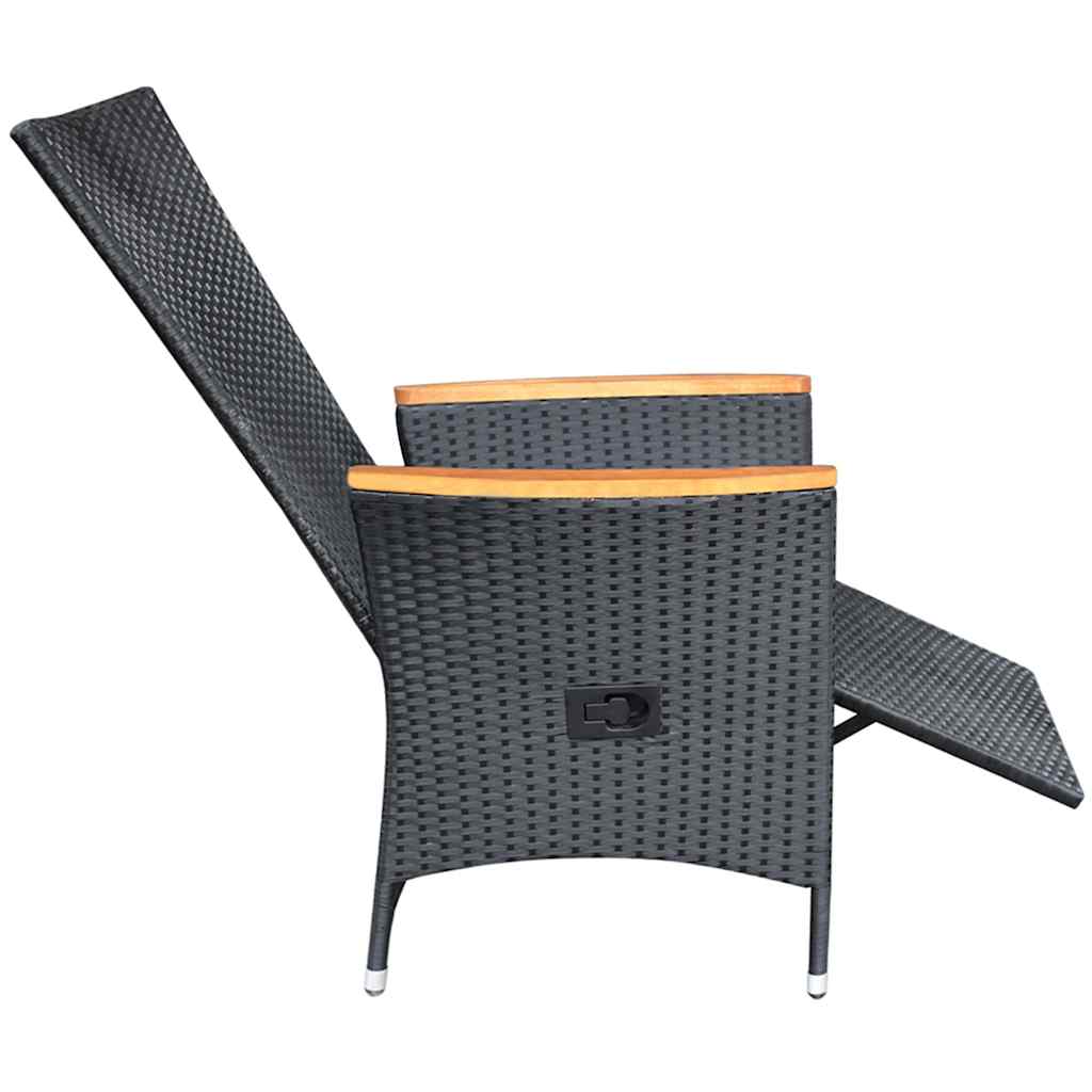 Set Mobili da Pranzo per Giardino 7 pz in Polyrattan Nero