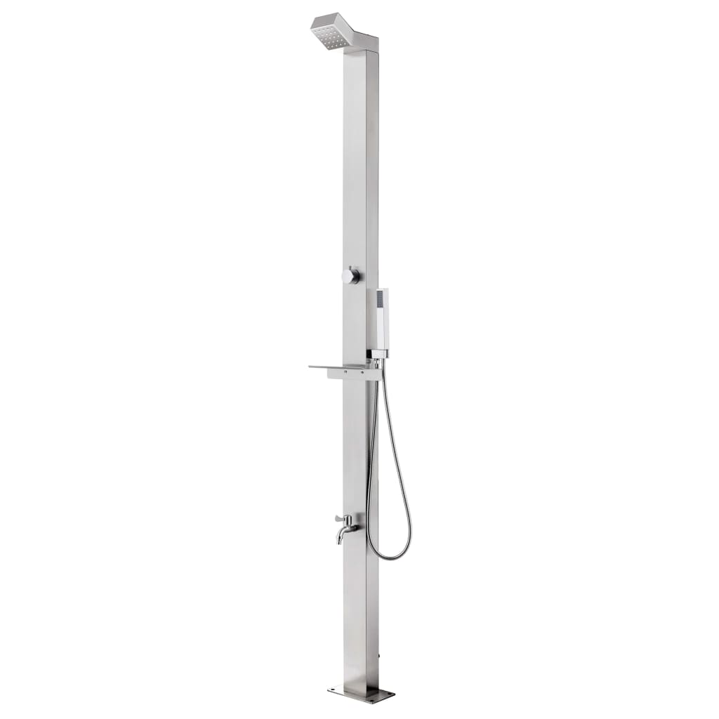 Doccia da Giardino con Base Marrone 225 cm in Acciaio Inox | homemem39