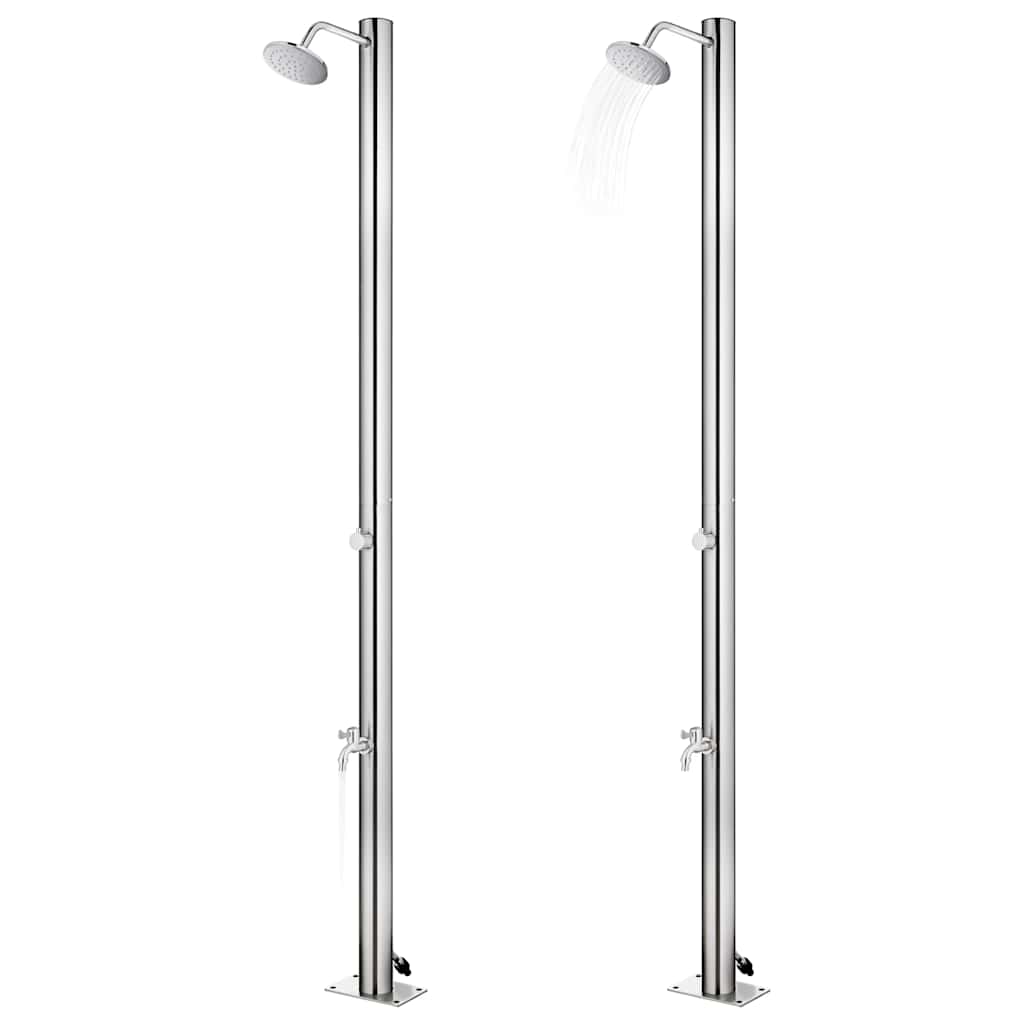 Doccia da Giardino con Base Marrone 220 cm in Acciaio Inox
